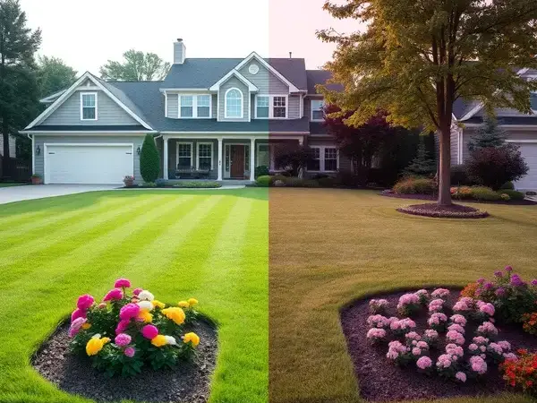Complete lawn transformation project in Trenton - before and after