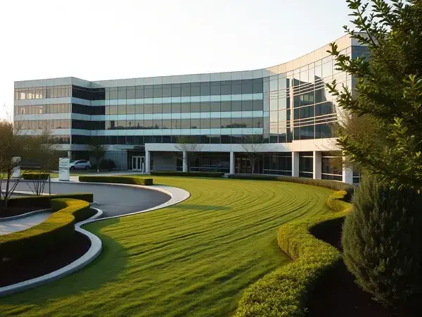 Commercial lawn maintenance for office building